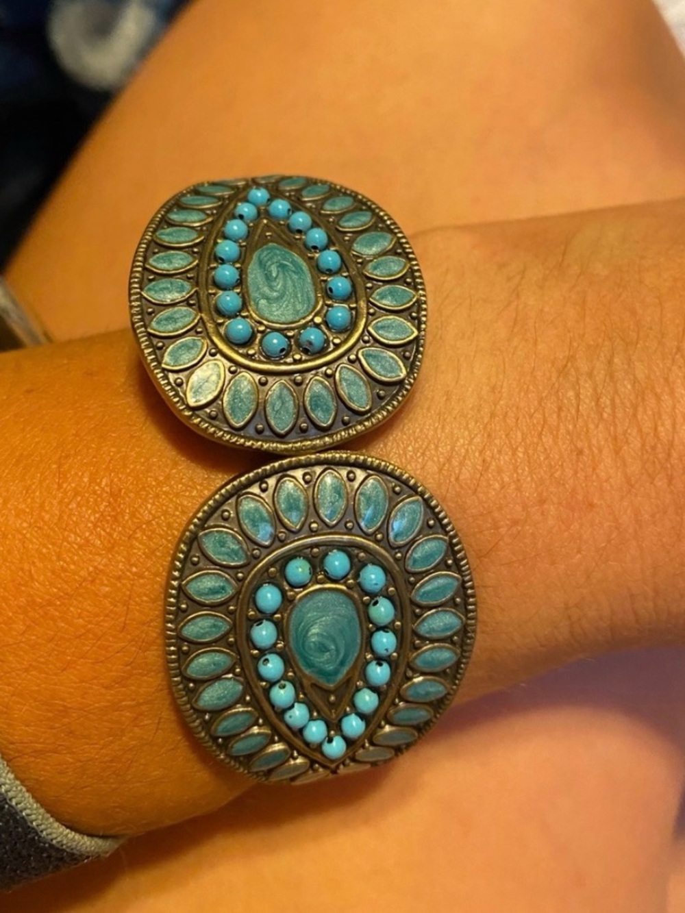 Turquoise Teardrop Double-Panel Bracelet - Women Jewelry,